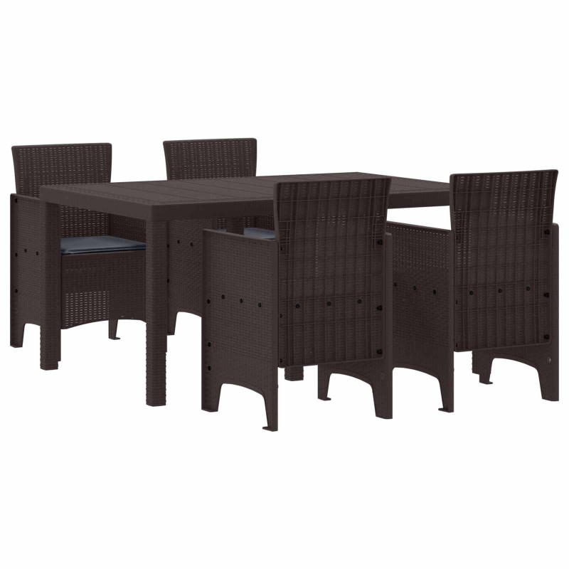 Ensemble de salle à manger pour jardin 5 pcs Marron Rattan Polt 563827563827