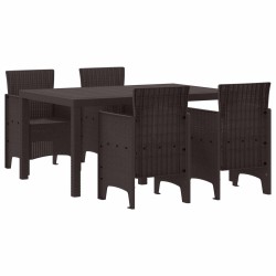 Ensemble de salle à manger pour jardin 5 pcs Marron Rattan Polt 563831563831
