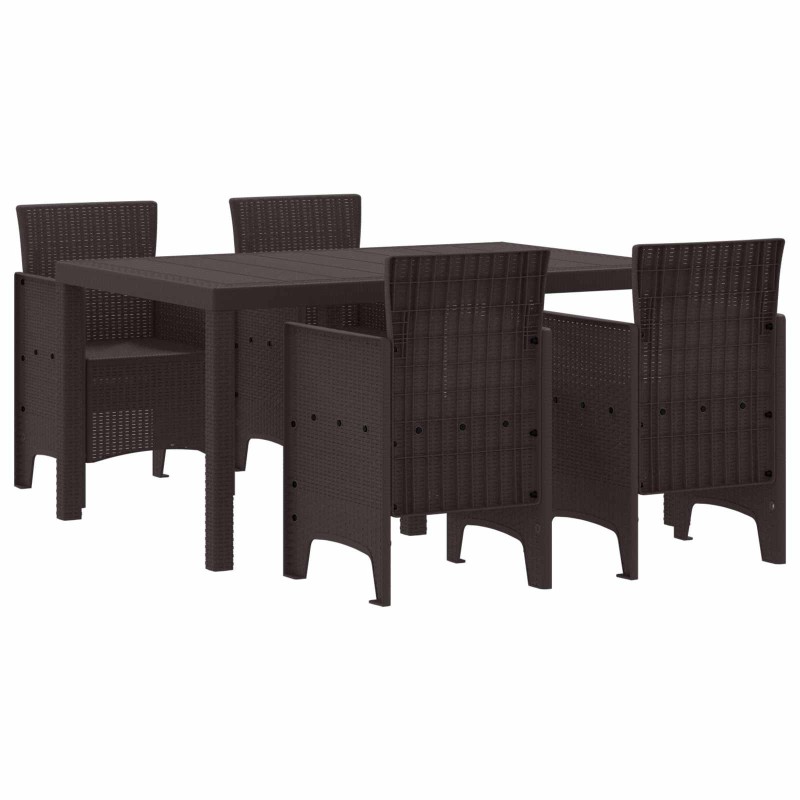 Ensemble de salle à manger pour jardin 5 pcs Marron Rattan Polt 563831563831