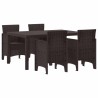Ensemble de salle à manger pour jardin 5 pcs Marron Rattan Polt 563831563831