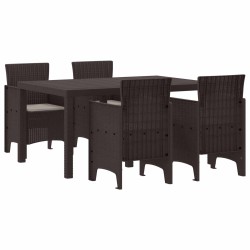 Ensemble de salle à manger pour jardin 5 pcs Marron Rattan Polt 563832563832