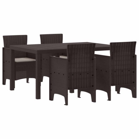 Ensemble de salle à manger pour jardin 5 pcs Marron Rattan Polt 563832563832