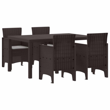 Ensemble de salle à manger pour jardin 5 pcs Marron Rattan Polt 563833563833
