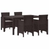 Ensemble de salle à manger pour jardin 5 pcs Marron Rattan Polt 563833563833