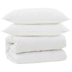 Couette avec Oreillers avec oreiller 3 pcs Blanc Microfibre 563867563867