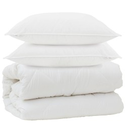 Couette avec Oreillers avec oreiller 3 pcs Blanc Microfibre 563881563881