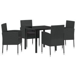 Ensemble de salle à manger pour jardin 5 pcs Noir polyrotin 563950563950