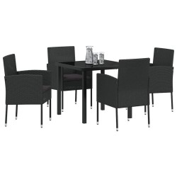 Ensemble de salle à manger pour jardin 5 pcs Noir polyrotin 563950563950