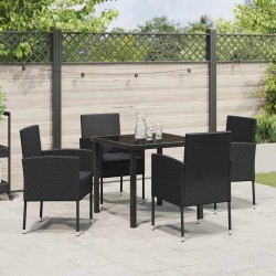 Ensemble de salle à manger pour jardin 5 pcs Noir polyrotin 563950563950