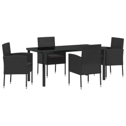 Ensemble de salle à manger pour jardin 5 pcs Noir polyrotin 563951563951