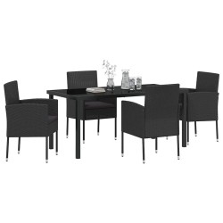 Ensemble de salle à manger pour jardin 5 pcs Noir polyrotin 563951563951