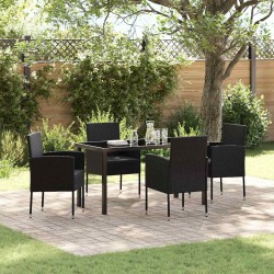 Ensemble de salle à manger pour jardin 5 pcs Noir polyrotin 564413564413