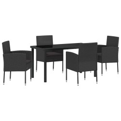 Ensemble de salle à manger pour jardin 5 pcs Noir polyrotin 564413564413