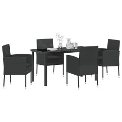 Ensemble de salle à manger pour jardin 5 pcs Noir polyrotin 564413564413