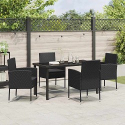 Ensemble de salle à manger pour jardin 5 pcs Noir polyrotin 564413564413