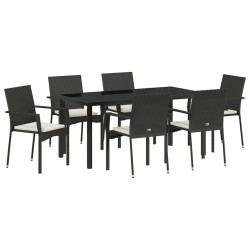 Ensemble de salle à manger pour jardin 7 pcs Noir polyrotin 564414564414