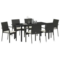 Ensemble de salle à manger pour jardin 7 pcs Noir polyrotin 564414564414