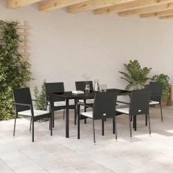 Ensemble de salle à manger pour jardin 7 pcs Noir polyrotin 564414564414