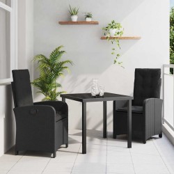 Ensemble de salle à manger pour jardin 3 pcs Noir polyrotin 564415564415