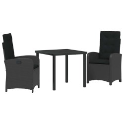 Ensemble de salle à manger pour jardin 3 pcs Noir polyrotin 564415564415