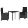 Ensemble de salle à manger pour jardin 3 pcs Noir polyrotin 564415564415