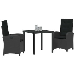 Ensemble de salle à manger pour jardin 3 pcs Noir polyrotin 564415564415