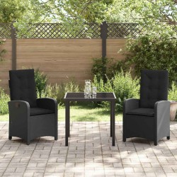 Ensemble de salle à manger pour jardin 3 pcs Noir polyrotin 564415564415