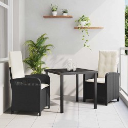 Ensemble de salle à manger pour jardin 3 pcs Noir polyrotin 564416564416