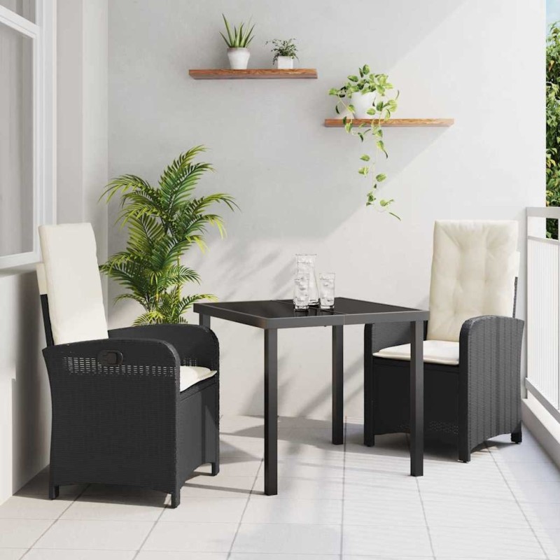 Ensemble de salle à manger pour jardin 3 pcs Noir polyrotin 564416564416