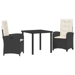 Ensemble de salle à manger pour jardin 3 pcs Noir polyrotin 564416564416