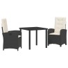 Ensemble de salle à manger pour jardin 3 pcs Noir polyrotin 564416564416