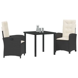 Ensemble de salle à manger pour jardin 3 pcs Noir polyrotin 564416564416