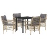 Ensemble de salle à manger pour jardin 5 pcs Beige polyrotin 564417564417