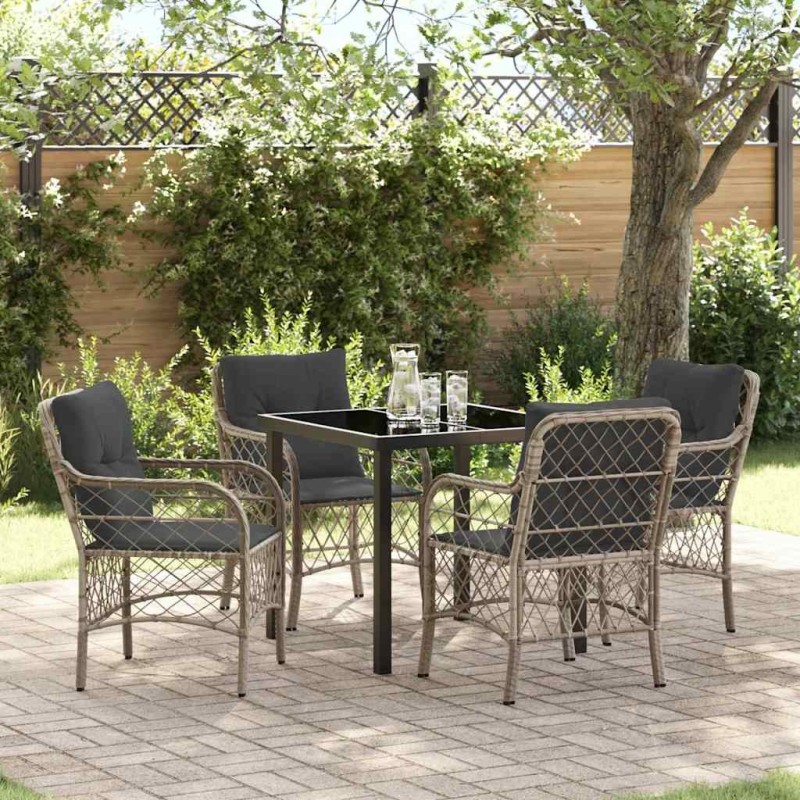 Ensemble de salle à manger pour jardin 5 pcs Gris clair 564419564419