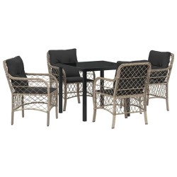 Ensemble de salle à manger pour jardin 5 pcs Gris clair 564419564419