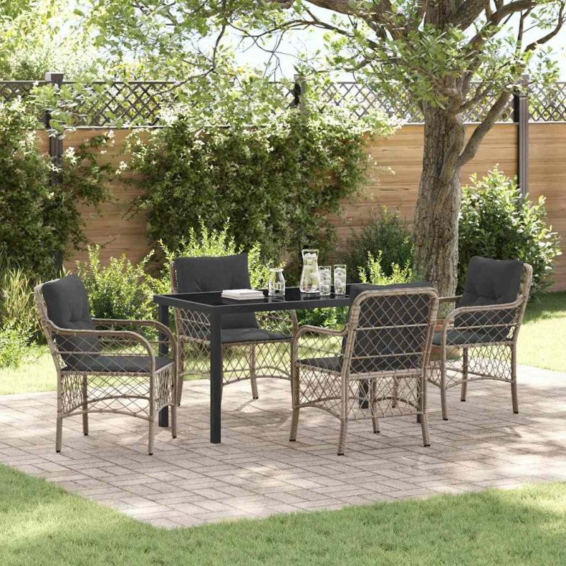 Ensemble de salle à manger pour jardin 5 pcs Gris clair 564420564420