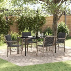 Ensemble de salle à manger pour jardin 5 pcs Gris clair 564421564421