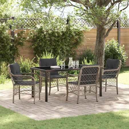 Ensemble de salle à manger pour jardin 5 pcs Gris clair 564421564421