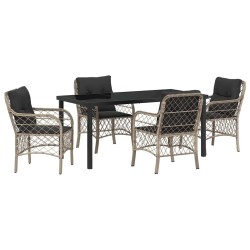 Ensemble de salle à manger pour jardin 5 pcs Gris clair 564421564421