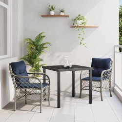 Ensemble de salle à manger pour jardin 3 pcs Gris et Noir Rotin 564422564422