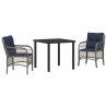 Ensemble de salle à manger pour jardin 3 pcs Gris et Noir Rotin 564422564422