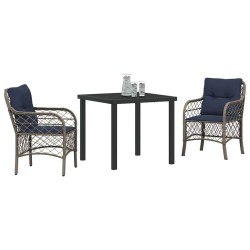 Ensemble de salle à manger pour jardin 3 pcs Gris et Noir Rotin 564422564422