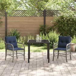 Ensemble de salle à manger pour jardin 3 pcs Gris et Noir Rotin 564422564422