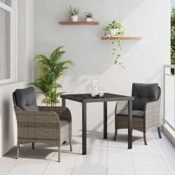 Ensemble de salle à manger pour jardin 3 pcs Gris polyrotin 564424564424