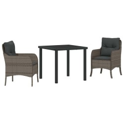 Ensemble de salle à manger pour jardin 3 pcs Gris polyrotin 564424564424