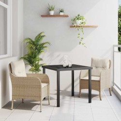 Ensemble de salle à manger pour jardin 3 pcs Beige polyrotin 564425564425