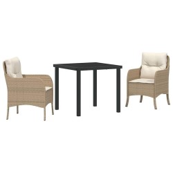 Ensemble de salle à manger pour jardin 3 pcs Beige polyrotin 564425564425