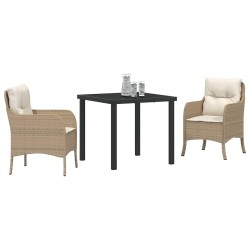 Ensemble de salle à manger pour jardin 3 pcs Beige polyrotin 564425564425