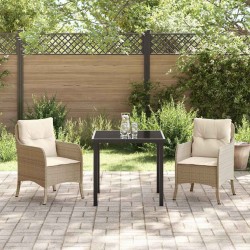 Ensemble de salle à manger pour jardin 3 pcs Beige polyrotin 564425564425
