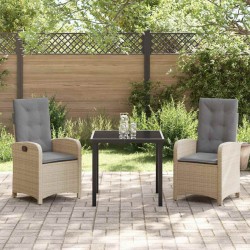 Ensemble de salle à manger pour jardin 3 pcs Beige polyrotin 564426564426